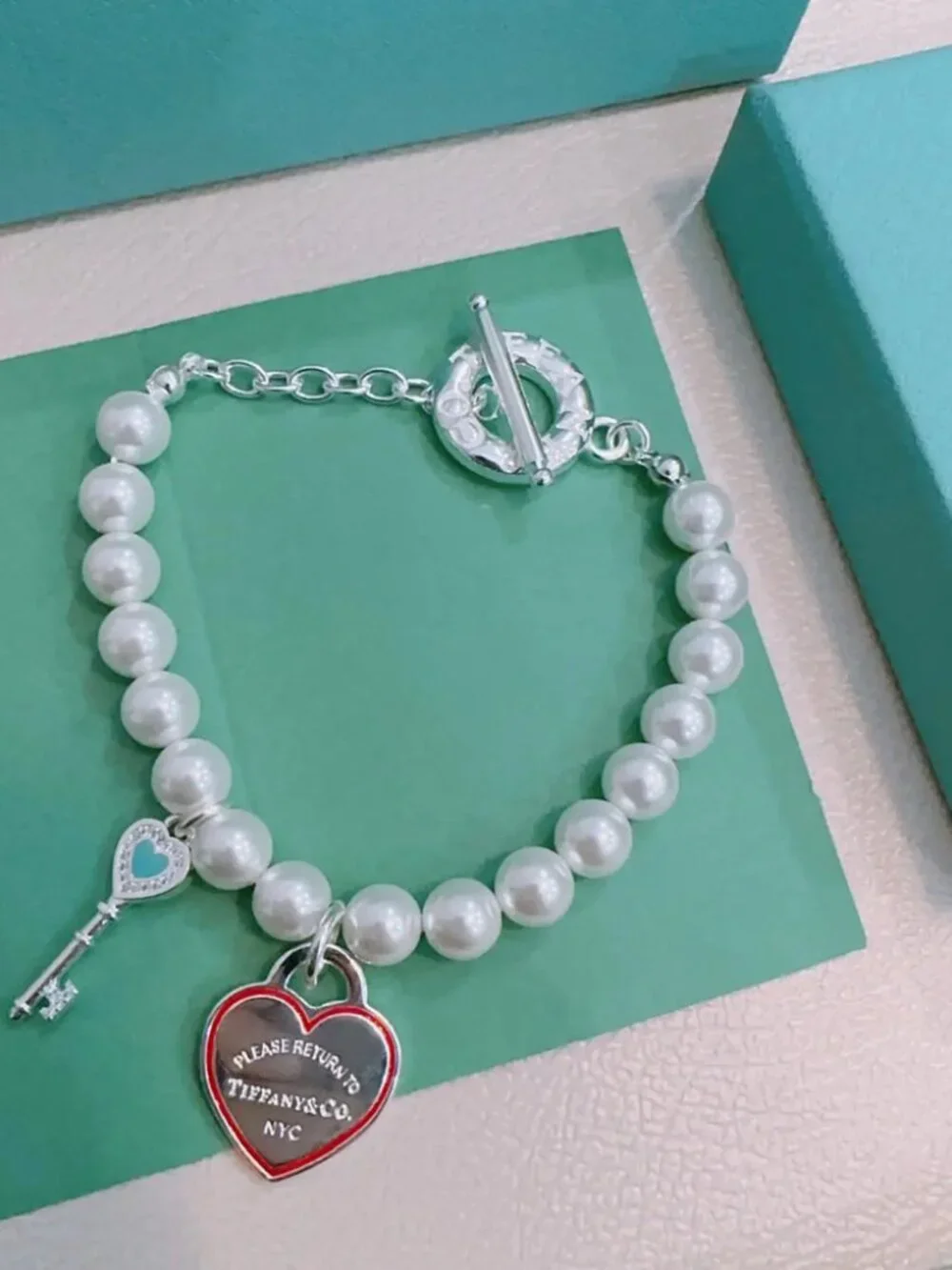 Tiffany & Co. Multi-Element Agate Silver-Style Bracelet